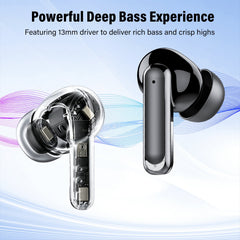 Wireless Earbuds Bluetooth 5.4 Headphones, Deep Bass Loud Clear Sound with Noise Cancelling Mic, LED Display 60H Playing Time in-Ear Headphones with Wireless Charging Case for iPhone Android, Black